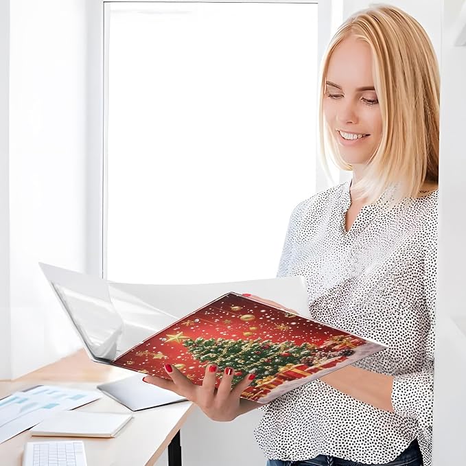 3 Ring Binder Christmas Tree Gift Box 1.5 inch Binders Three Ring Binders with Clipboard Fit 8.5'' x 11'' Paper 3 Interior PVC Clear Pockets for Office Supplies