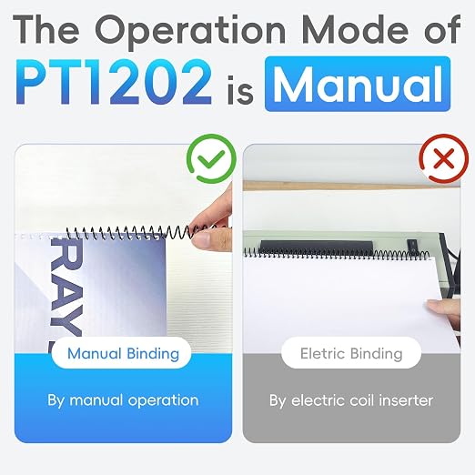 RAYSON PT1202 3:1 Coil and Click Binding Machine, 32-Hole, 12-Sheet Punch | 32 square holes for Letter-size sheets, with 2.5, 3.5, and 4.5 mm margins for 3:1 spiral and click binding