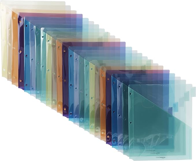 Amazon Basics Tab Dividers for 3 Ring Binder, Two Pocket, Letter Size, 36 Count, Multicolor
