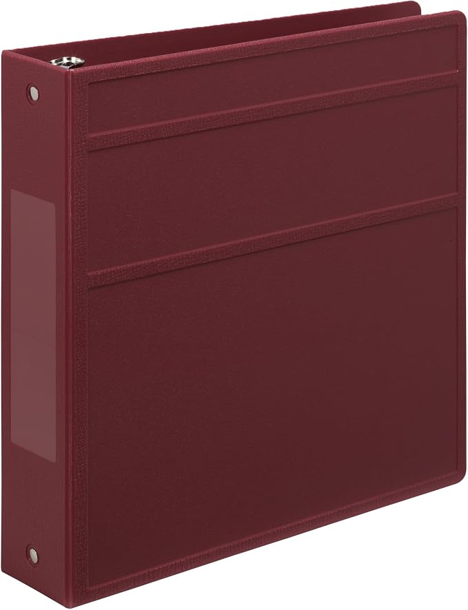 Carstens 2-Inch Heavy Duty 3-Ring Binder - Side Opening, Wine, Durable Plastic, No-Gap Rings, Waterproof Covers, No Pockets, Holds 300 Letter-Sized Sheets, BPA-Free, Made in USA (2823-3R), Case of 16