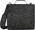 ALAZA Zipper Binder 3 Ring Dark Gray Leopard Cheetah Print Binder Organizer with Zipper and Shoulder Strap Large Capacity Multi-Pocket Trapper Keeper File Folder for Office Supplies