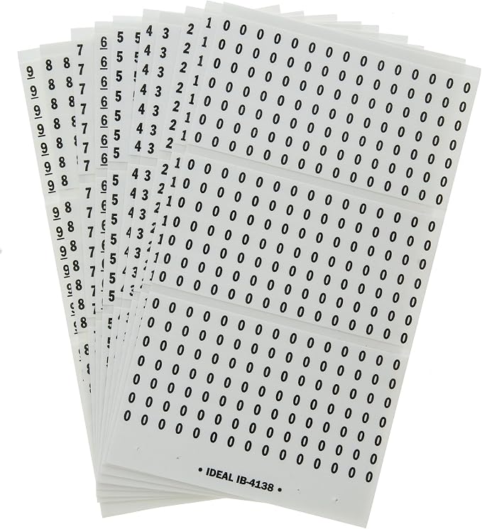 IDEAL Electrical 44-101 Wire Marker Booklet Legend: 0-9 (45 Each)