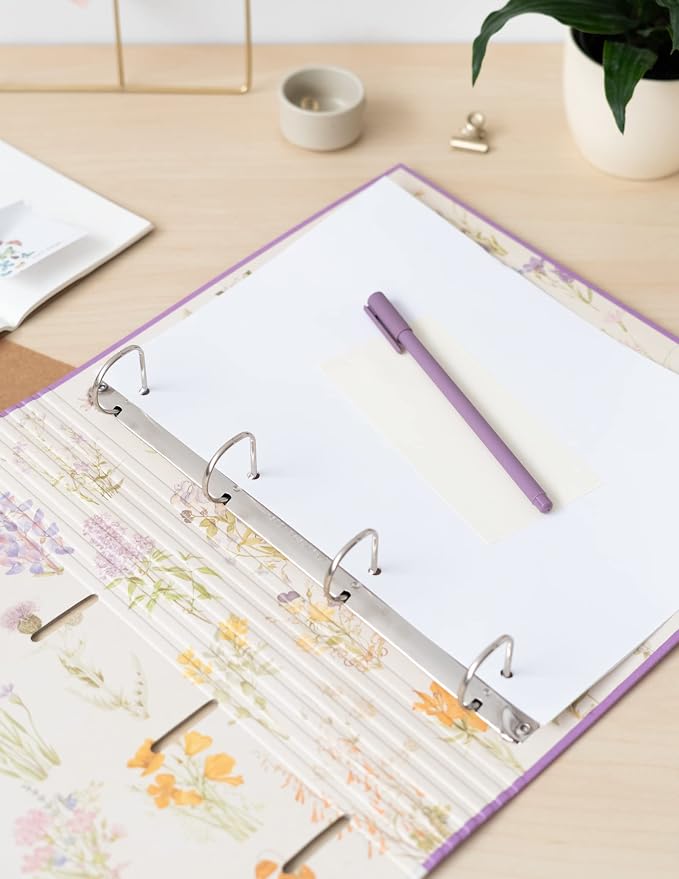 Grupo Erik 4 Ring Binder A4 - Wild Flowers, Stationery Gifts | A4 Folder with Elastic closure, School Folders for Paperwork A4, Back to School Supplies | Cute Stationary Gifts