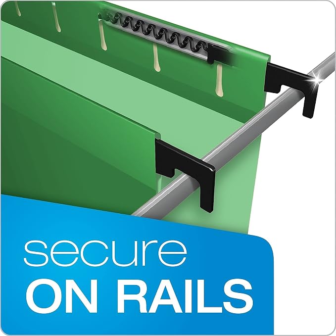 Pendaflex SureHook Reinforced Hanging Folders, Letter Size, Bright Green, 1/5 Cut, 20/BX (6152 1/5 BGR)