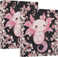 Cute Axolotl Cherry Blossoms 3 Ring Binder 1.5 Inch 2 Pack with 200 Sheet for Kids School Supplies Women Men Office