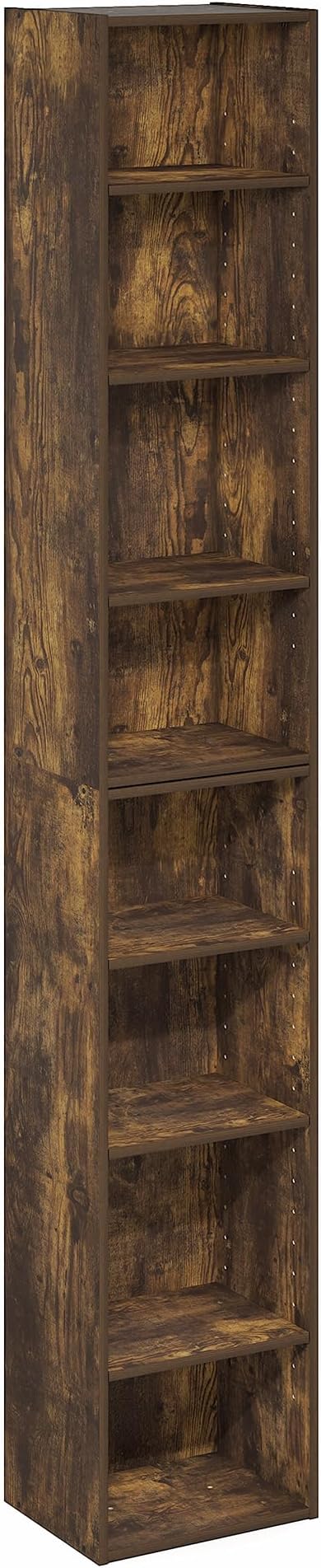 Furinno PASIR Book Shelf, 8-Tier Bookshelf, Bookcase with Open Shelf, 9.3 x 11.8 x 70.9, for Living Room, Bedroom, Home Office, Amber Pine