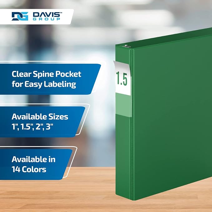 Premium Economy 6-Pack 3-Ring Binders for School or Office, D-Ring Binders, 1.5 Inch, Green | Heavy-duty binder, fits 8.5" x 11" paper, green, customizable spine, made in Canada, ideal for school or office use