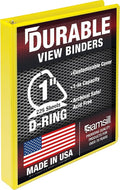 Samsill Durable 1 inch 3 Ring Binder, D Ring Binder, 100% Recycled Chipboard, Yellow