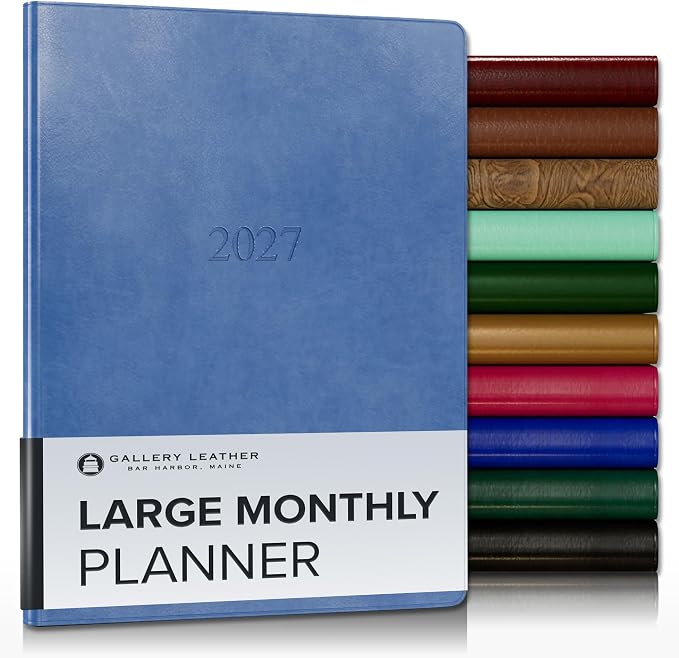 Gallery Leather Large Monthly Planner 2026-2027 Acadia Hydrangea
