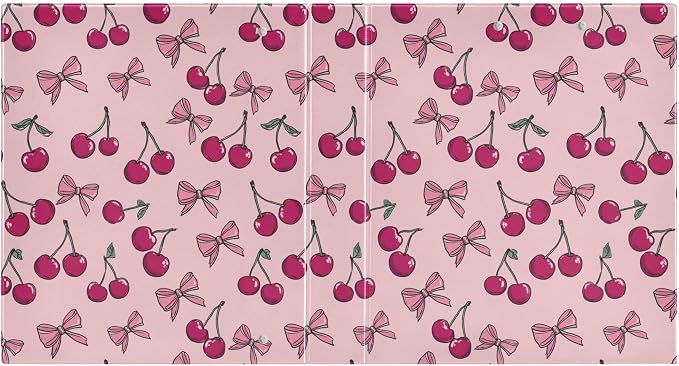 Bow Cherry Round Ring Binders 1.5 Inch Pink Bowknot Cute 3 Ring Clipboard Binder for Office School Work Supplies File Folder 200 Sheet Capacity Easy Open