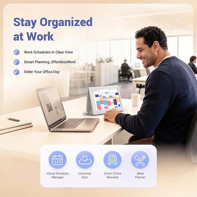 2026 New Upgraded Smart Digital Calendar, Family Planner No Subscription | Wall Planner WiFi Sync Color-Coded Family Schedule, Chore Chart & Meal Plan, HD Interactive Touchscreen Smart Calendar