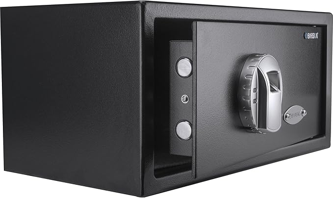 Barska AX11224 Biometric Fingerprint Security Home Safe Box 0.79 Cubic Ft, Black | Biometric fingerprint lock with mounting hardware and backup keys for firearms, jewelry and valuables