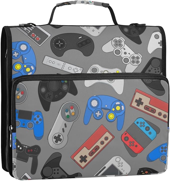 Funny Video Games Binder Bag 3 Ring Zipper with Handle Shoulder Strap | for School Work Office Organizer Storage Case