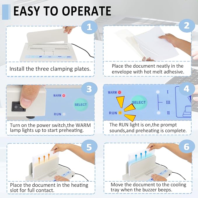 Thermal Binding Machine 500 Sheets Capacity, Book Binding Material | 110V Binding Machine A3(Short Edge)/A4/A5 Document Heat Binder with 10Pcs Covers (Black)