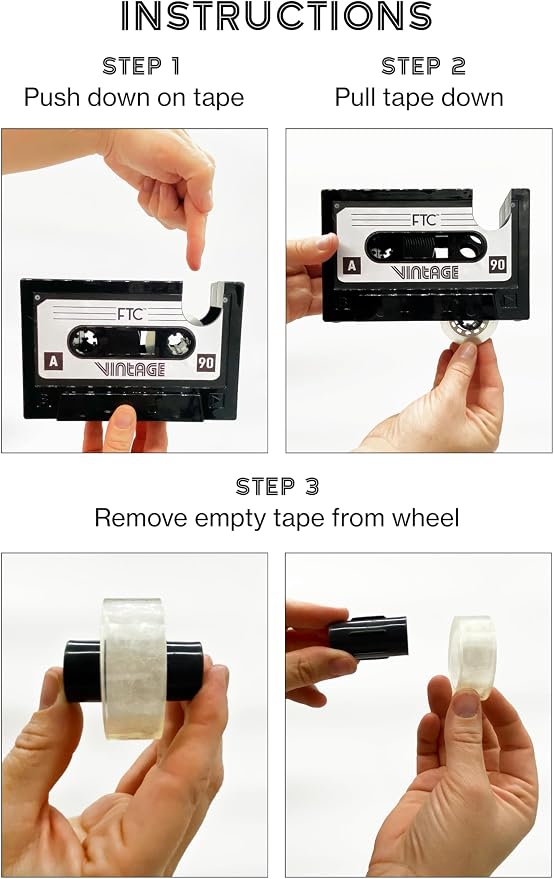 FTC Cassette Tape Dispenser, Retro Desk Organizer & Pen Holder – Fun Novelty Office Supplies for Home or Office 6.7” x 2” x 4.5” (Progress Pride Flag)
