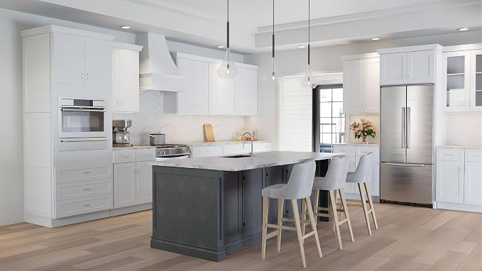Furinno Shaker Wall Kitchen Cabinet 2-Door-3 Shelves, Ready to Assemble, 12 D x 27 W x 42 H, White