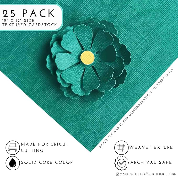 JADE RING—12x12 Textured Cardstock | 80lb Textured Green Scrapbook Paper | Premium Cardstock for Cricut Cutting | 25 Sheets