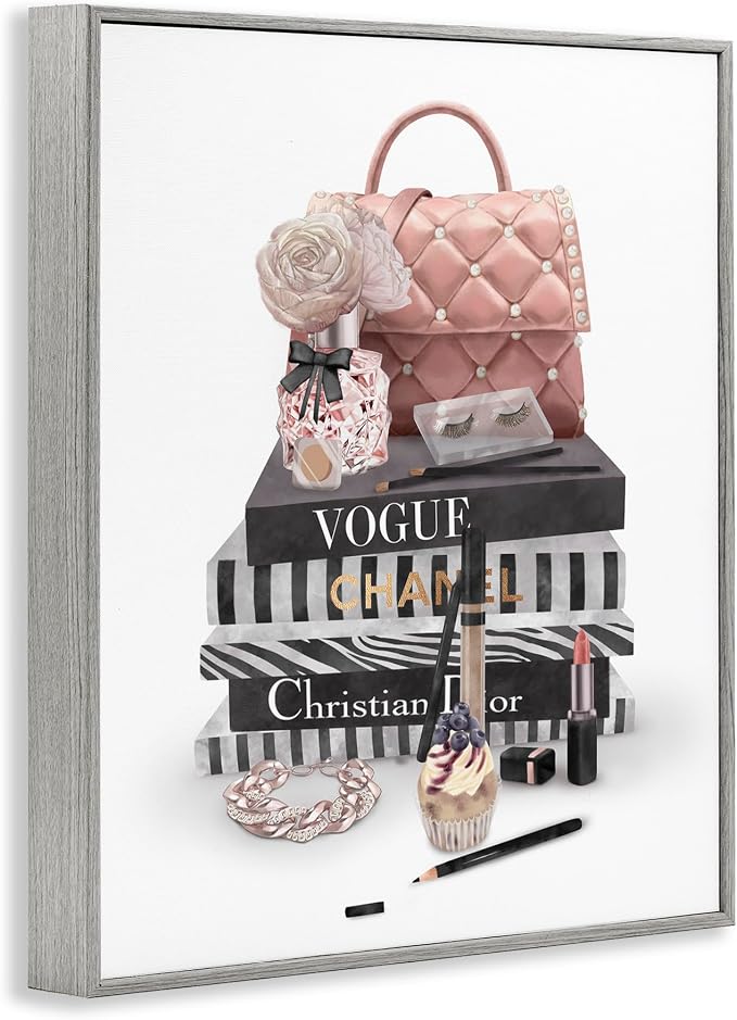 Fashion Bookstack Glam Still Life, 16 x 20 Inch Framed Giclée Print | Stupell Industries · By Ziwei Li · Ready to hang · Chic decor for bedroom · office · or living room · Made in USA
