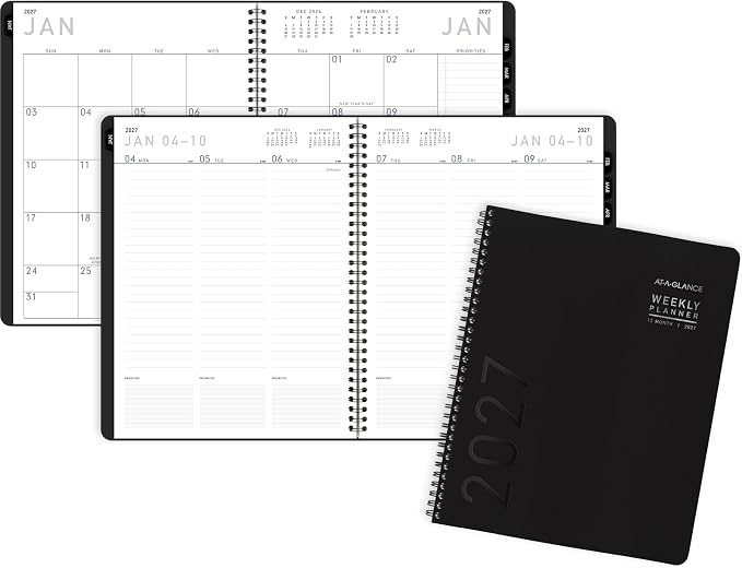 AT-A-GLANCE 2027 Planner, Weekly & Monthly, 8.25" x 11", Contemporary Lite, Black (7095XL0527)