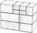 Clear 10-Drawer Stackable Desk Organizer Storage Set | Unique nine-grid drawer, Acrylic, Separate drawers, Dustproof, Easy to clean, for Office supplies, Pens, Jewelry, Makeup