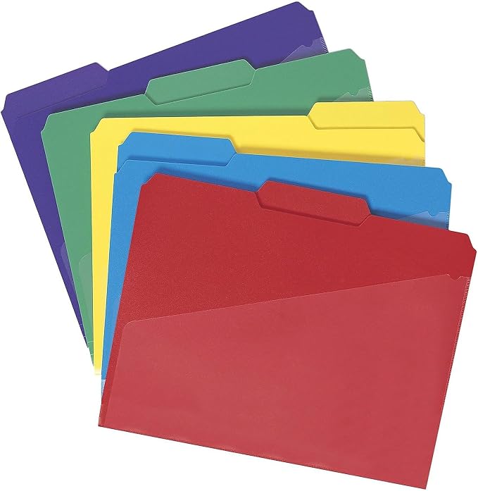 Smead Poly File Folders with Pockets, Folders for Documents, 1/3-Cut Tabs, File Folders Letter Size, Office Supplies, School Supplies, Set of 30