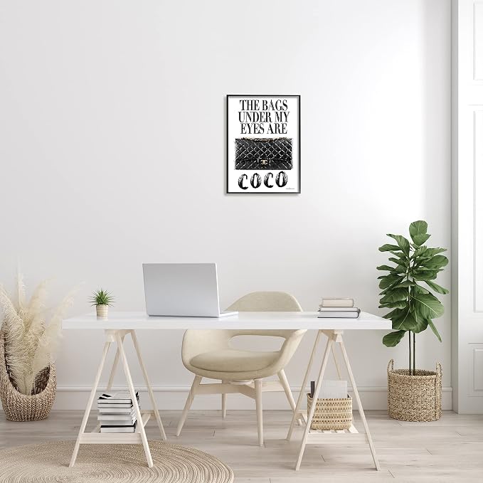 Stupell Industries Glam Bags Under My Eyes Black Bag Oversized Framed Giclee Texturized Art, Proudly Made in USA | Stupell Industries · By Amanda Greenwood · Ready to hang · Fun gift for fashion lovers · Made in USA