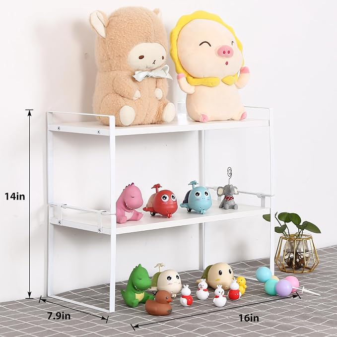 YGYQZ Desk Shelf Organizer, 2-Tier Desktop Bookshelf, White | Detachable Design, 2-Tier Storage, Multi-Use Desktop Shelf, Compact Organization, Ideal for Office, Dorm & Home