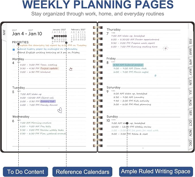 2027 Planner, Weekly and Monthly Calendar Planner Book, A5(6.3'' x 8.5'')