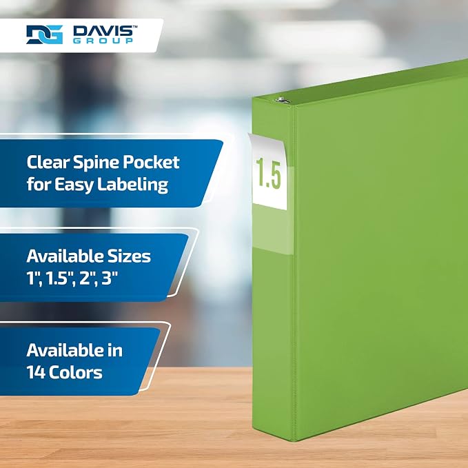 Premium Economy 6-Pack 3-Ring Binders for School or Office, D-Ring Binders, 1.5 Inch, Lime Green | Heavy-duty binder, fits 8.5" x 11" paper, lime green, customizable spine, made in Canada, ideal for school or office use
