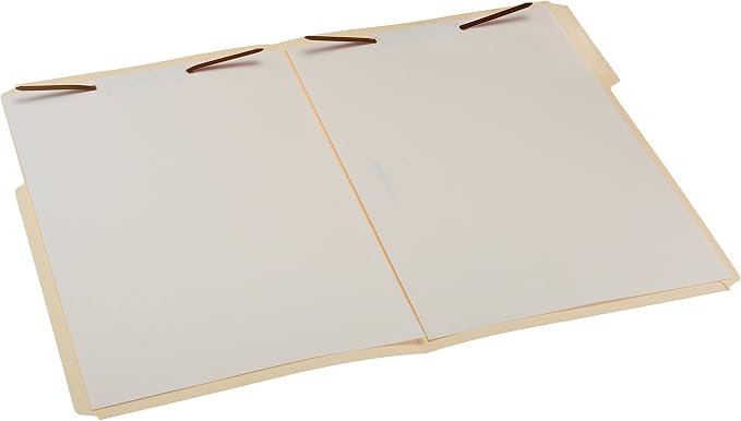 Amazon Basics Manila File Folders with Fasteners for Organized Filing, Letter Size, 100-Pack