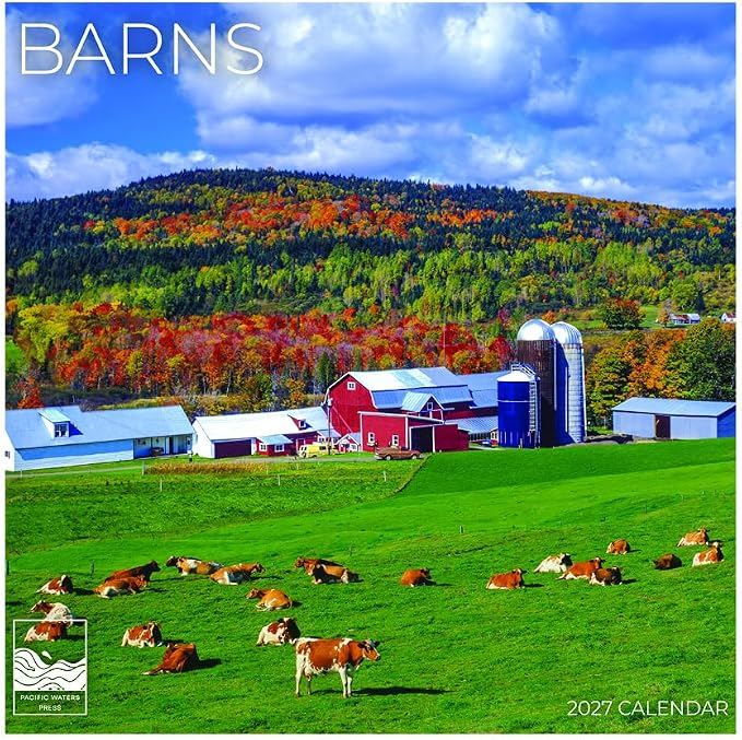 Barns 2027 Wall Calendar, 12 x 24 Hanging Pacific Waters Press
