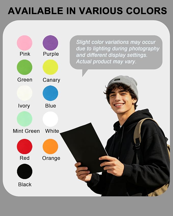 Veritas Colored Cardstock, 8.5" x 11" Colored Card Stock, 110LB/199GSM Printer Paper, 100 Sheets (1 Reams), Colored Multi-Purpose Purple Paper, Made in USA（ Black）