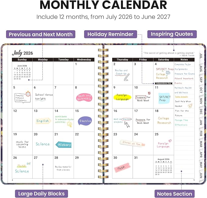 ZOTIA Planner 2026-2027 Weekly & Monthly Calendar Planner Jul 2026-Jun 2027