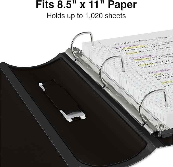 Staples Better 4-Inch D-Ring View Binder, Black, Reinforced Spine | High-capacity durable binder for everyday school and office storage.