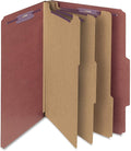 Smead Pressboard Classification File Folder with SafeSHIELD® Fasteners, 3 Dividers, 3" Expansion, Legal Size, Red, 10 per Box (19092)