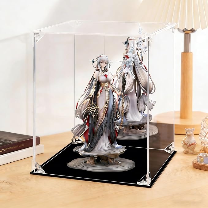 Acrylic Display Case Clear Action Figure Display Case with Mirrored Back, Dustproof Protection Display Box Alternative Glass Case for Collectibles Figures Models Doll Toys (10x10x12 inch; 25x25x30cm)
