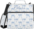 Personalized Blue Bow 1.5 Inch Zipper Binder with Name,3 Ring School Binder | Your selected font will be printed with a matching outline to complement the bow design.