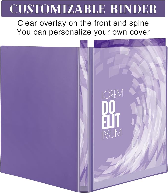 Fulmoon 12 Pcs Economy View 3 Ring Plastic Binder 12.2 x 9.8 Inch Plastic Round Ring Binders with Pockets Notebinder for Meetings for Home, Office, School(Purple, 1 Inch)