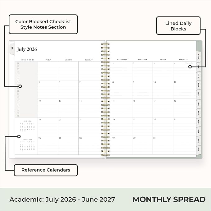 Blue Sky 2026-2027 Weekly & Monthly Academic Planner, 8.5"x11", Marisa