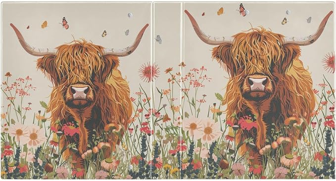 JIPONI 3 Ring Binder Cute Highland Cow 1 Inch Round Binders for Men Women Students, Cute File Organizer for Office School