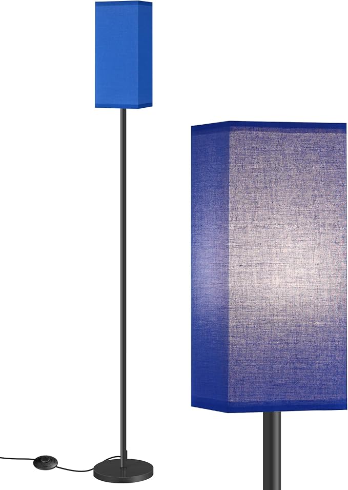 Floor Lamp, Pole Lamp with Foot Switch, Modern Standing Lamp Shade, Minimalist Freestanding Lamp (Bulb Not Included), for Living Room, Bedroom Office ETL Listed, Blue and Black U07LD05