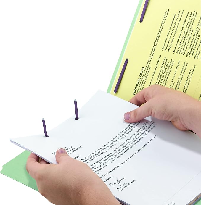 Smead End Tab Pressboard Fastener File Folder with SafeSHIELD, 2, 25 Mm Expansion, Letter Size, Gray, Green, 25 Count, 34705