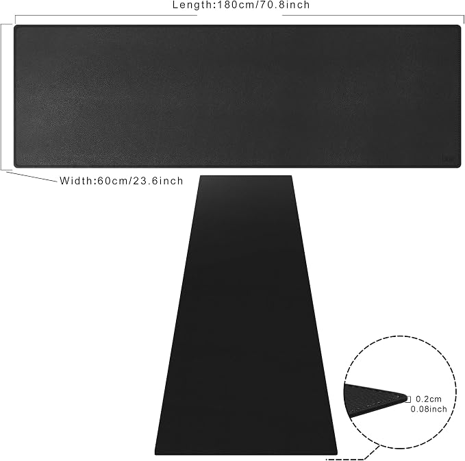 Cacoy 70.8"x24" Extended Leather Desk Mat, Waterproof Desk Blotters, Black | Super Large Desk Protector, Mega Size Professional Computer Desk Pad, Giant Mouse Pad, Non-Slip Desktop Matt for Office&Home