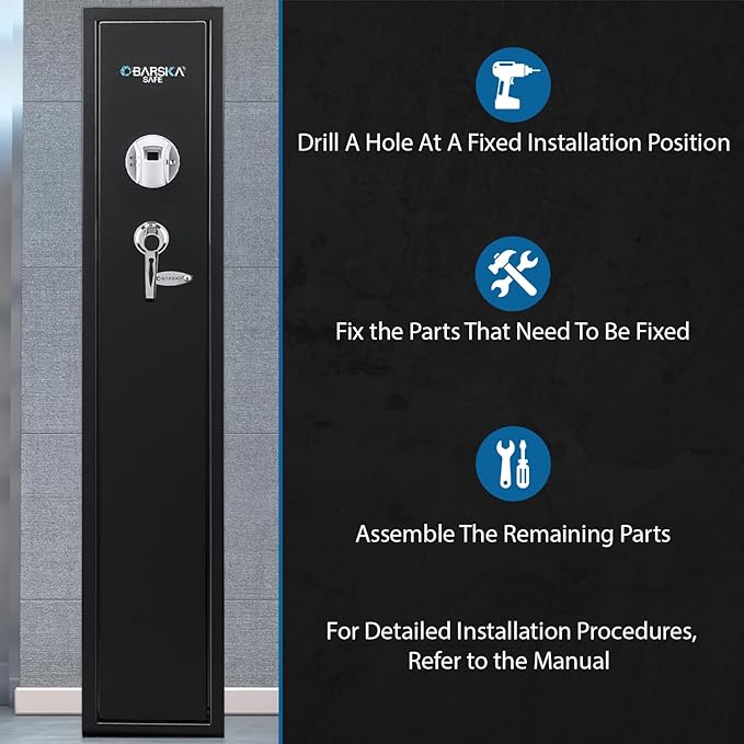 Barska Biometric Rifle Gun Safe – Quick Access Fingerprint Long Gun Safe for Home, DOJ Approved, Silent Mode, Removable Shelf, Backup Keys & Battery