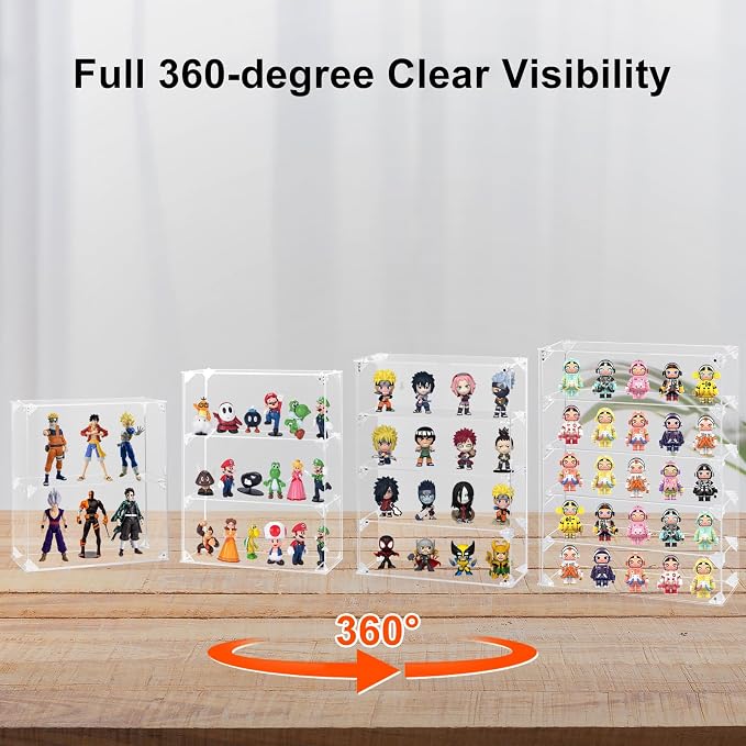 Acrylic Display Case, 5 Tier Clear Display Case for Mini Funko Pop Figures, Wall Mounted or Desktop Dustproof Display Cabinet Box for Collectibles Mini Toys Figurines Models Dolls (12.4x4x16.5 inch)
