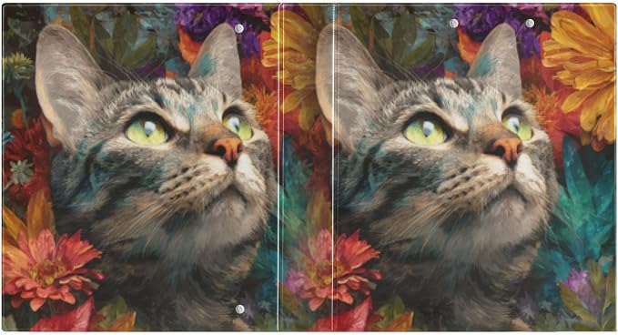 3 Ring Binders 1.5 Inch Clear View Three Ring Binders Versatile Cat in Flower Binder for Work School Office Supply 1 Pack