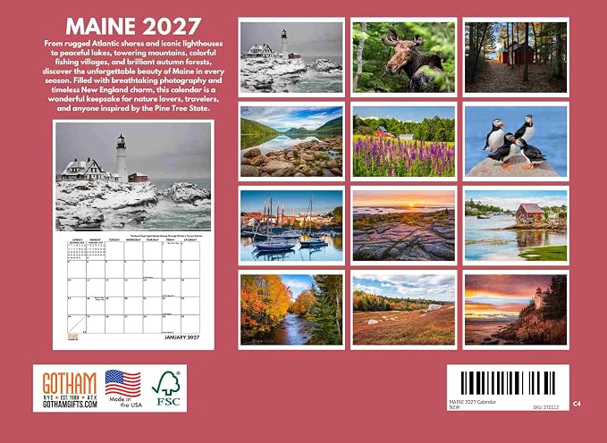 Maine Calendar 2027 Monthly Wall Calender 12 Month