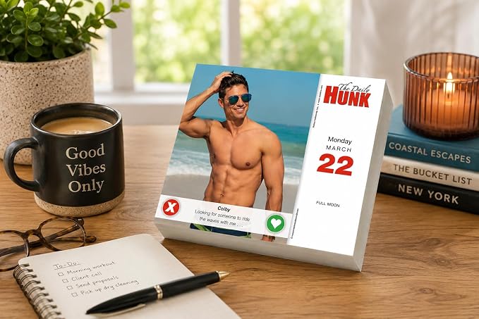 Daily Hunk 2027 Daily Desk Calendar: Boxed Page-a-Day Eye Candy Calendar with Day-to-Day Hot Guys, Sexy Smiles & Shirtless Hunks