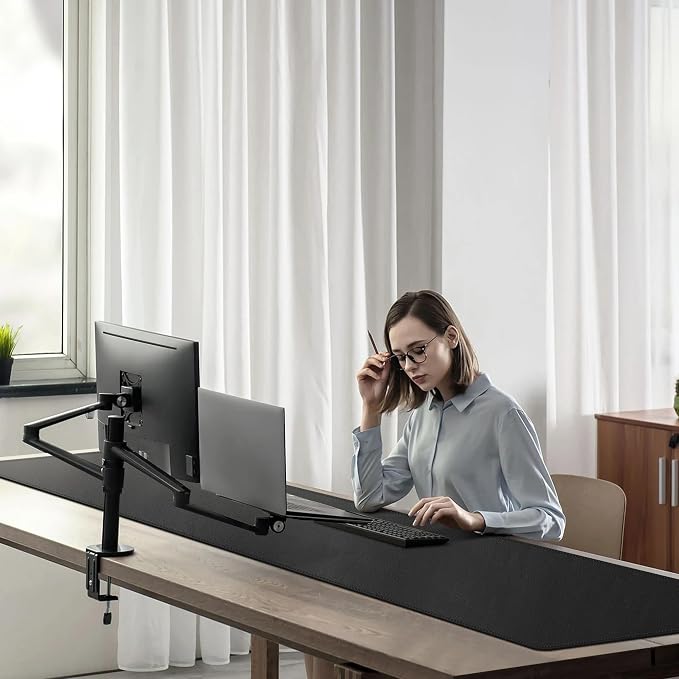 Cacoy 63" x 15.7" Large Leather Desk Mat, Multifunctional Computer Desk Pad, Waterproof PU Leather Mouse Pad, Extended Desk Writing Mat for Office and Home (Black)
