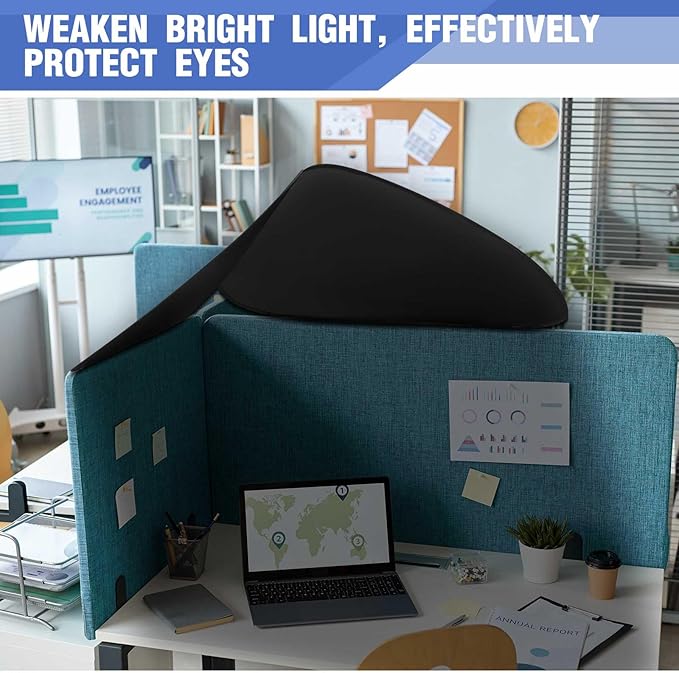 Foldable Office Cubicle and Desk Shade, Portable 27.5 Inch Cubicle Shade Canopy for Light Sensitive Workers, Block Light and Airflow, for Working Partitions Corner Privacy Accessories(Black)